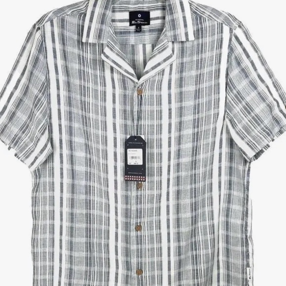 Ben Sherman Blue and White Striped Casual Button-Down Shirt - Picture 3 of 3
